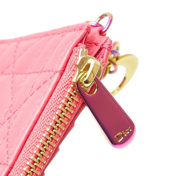 DIOR Pink Leather Card Holder - Picture 5 of 11